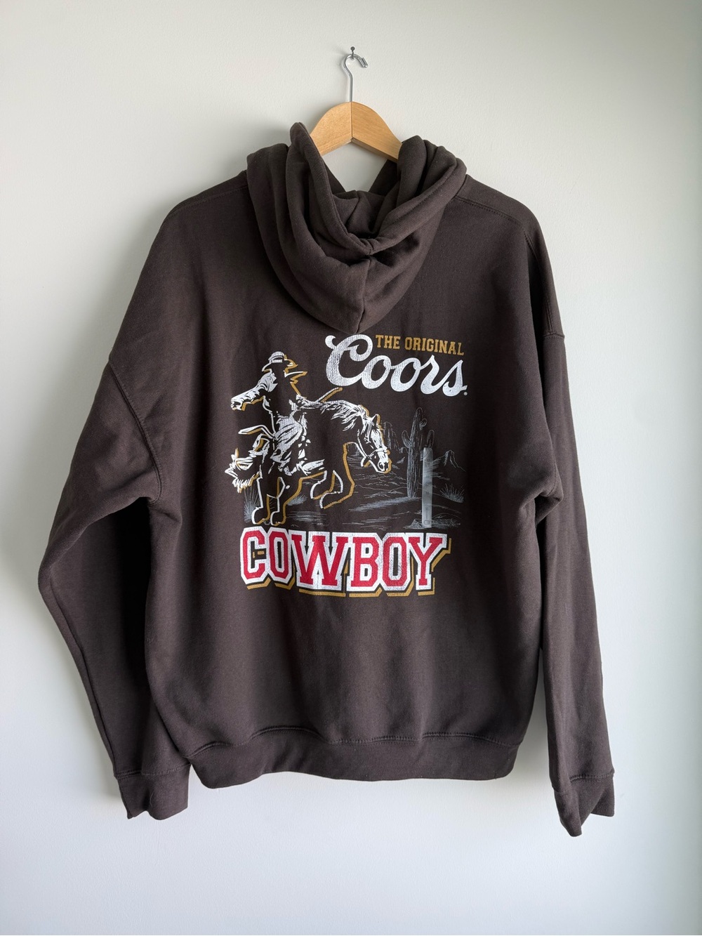 Tee Luv Coors Cowboy Graphic Hoodie XL Brown NWT Western Beer